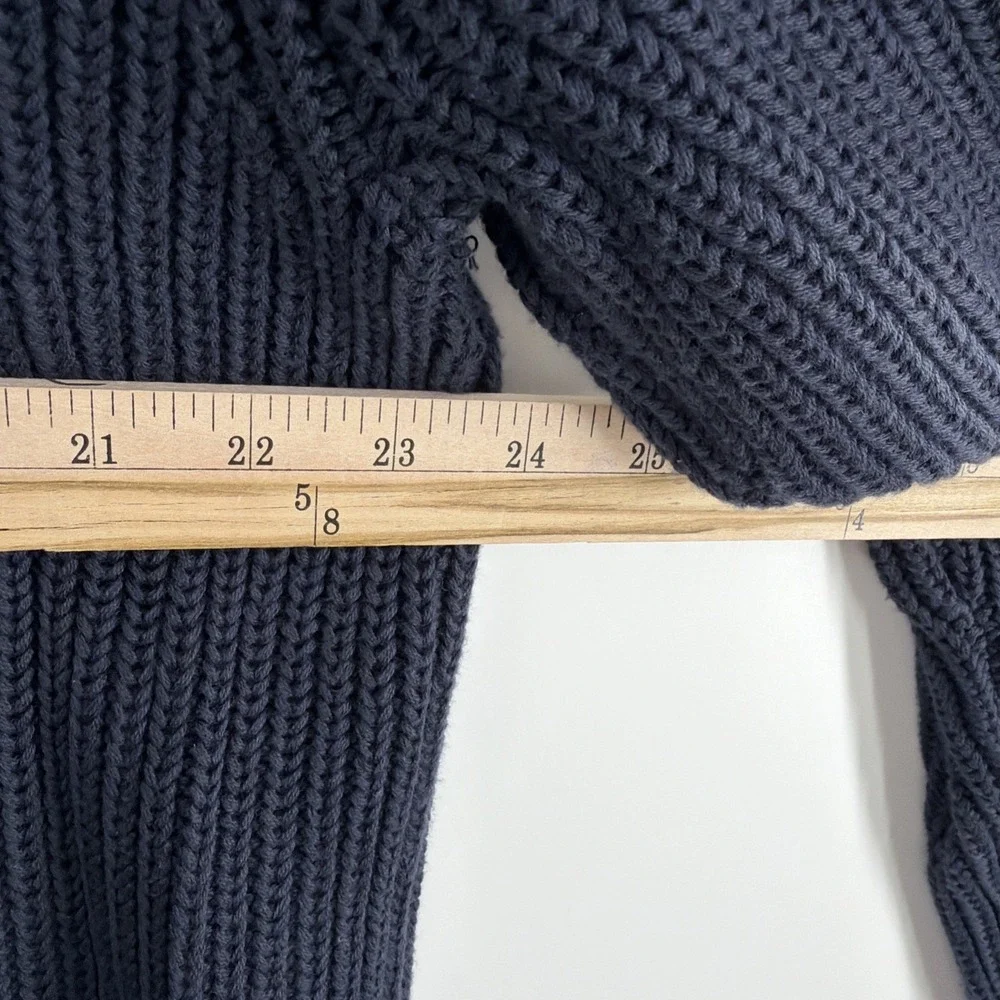 L.L. Bean Ribbed Sweater Men's XL Tall Blue Heavy Knit Cotton Crew Neck Retro